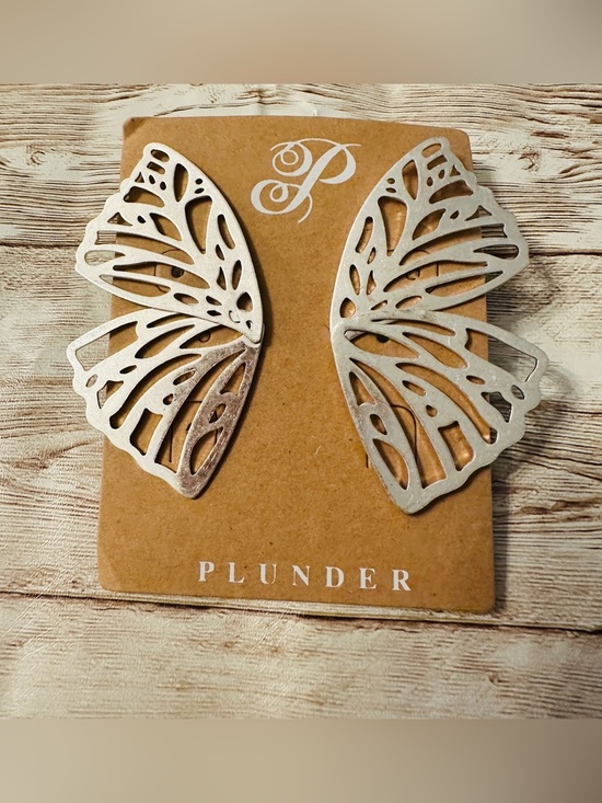 Plunder Jewelry - Plunder Silver Butterfly Wing Statement Post style Earrings*Brand New!
